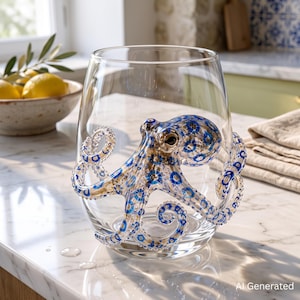 3D-Glasbecher mit Meeresmotiven, Küstenglaswaren, Glaswaren mit Meereskreaturen, Glas mit Meeresmotiven