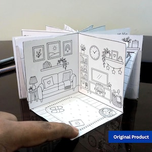 Plantilla de casa de papel plegable / 10 habitaciones prediseñadas para colorear / Casa de muñecas imprimible / Descarga instantánea en PDF