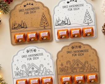 Drei Haselnüsse für dich | Weihnachten Druckvorlage Ferrero Küsschen | Gastgeschenk Tischdeko Mitbringsel | PDF zum Ausdrucken
