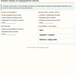 Printbare map voor mantelzorgers van beroertepatiënten: thuisorganizer voor revalidatie