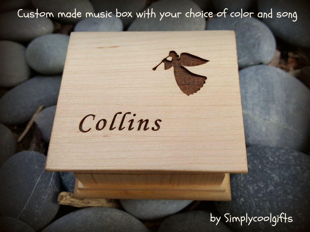 Baptism Music Box Christening Gift Wooden Music Box With and Angel and