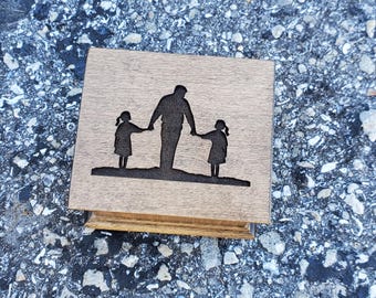Custom Dad and Two Daughters Music Box -  Personalized Father's Day Gift - Handcrafted Engraved Keepsake Box - Gift from Daughters to Dad