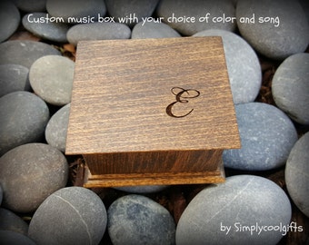 Monogrammed music box, wooden music box, custom made music box, customized music box, personalized music box,