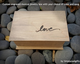 love, music box, custom made music box, musical jewelry box, birthday gift,  personalized music box, valentines day gift, Simplycoolgifts