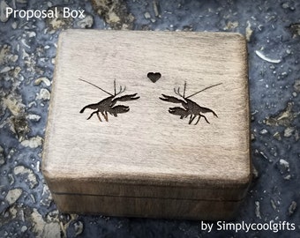 You Are My Lobster - Proposal Box - Wedding Ring Box - Engraved Box with lobsters on top, personalize it and choose your color