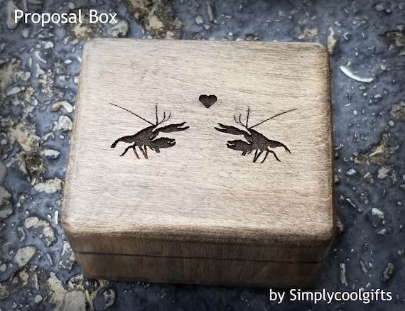 You Are My Lobster - Proposal Box - Wedding Ring Box - Engraved Box with lobsters on top, personalize it and choose your color