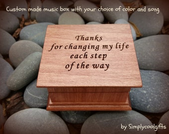 music box, wooden music box, custom made music box, thank you gift, personalized music box, graduation gift, gift for mom, for teacher,