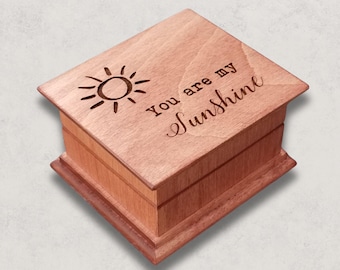 You are my sunshine - Mom birthday gift idea - Sunshine Music Box - Custom music box - You are my sunshine on the top, Mother's Day gift box