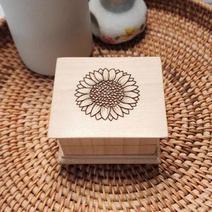 Sunflower Music Box • Plays “Let Me Call You Sweetheart” • Small Wooden Wind Up Gift • Handmade Maple Keepsake Box