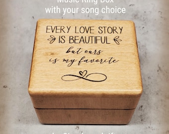 Music Ring Box - Custom Song Proposal Box - Engagement Box playing your song choice in music box version