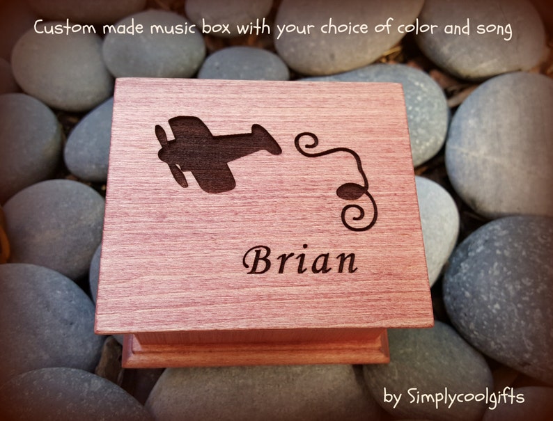 Airplane Music Box Baby Shower Gift Personalized Baby Boy Etsy