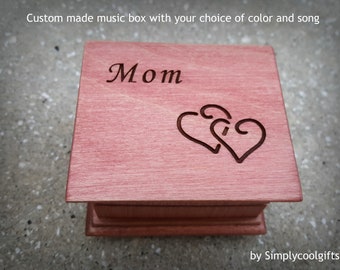 Wooden Music Box - Gift for Mom - Custom Music Box - Personalized Mom Gift - Infinity Heart - Music Box Custom Song