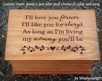 Engraved Jewelry Box - Music Jewelry Box - Custom Jewelry box with your choice of color and song, Mother of the Bride gift, mom gift