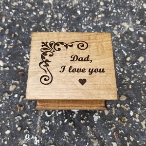 Personalized Music Box for Dad – Custom Engraved Wooden Gift from Kids – Father’s Day Keepsake – Choice of Song – Hand Crank Music Box