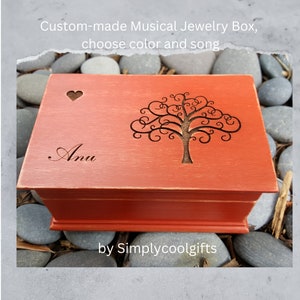 tree of life, music box, jewelry box, wooden jewelry box, custom made music box, musical jewelry box, birthday gift, personalized gift