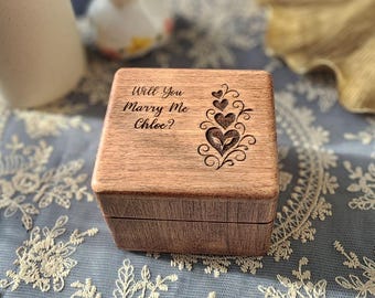 Music Ring Box Proposal Gift – Personalized Wooden Music Box for Engagement, Proposal, or Wedding, Custom Song & Engraving
