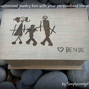 Kid drawing gift, music box, custom made music box, musical jewelry box, birthday gift, personalized music box,