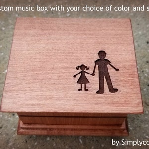 Father of the Bride - Father&#39;s Day gift - Custom Music box with a dad and daughter image engraved to the top, gift for Dad