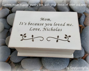 Mom, mother of groom, mother of bride, music box, custom made music box, Because you loved me, personalized music box, keepsake, weddings