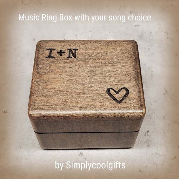 Monogrammed Proposal Box - Custom Song Ring Box - Engagement Box playing your song choice in music box version