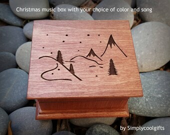 Winter Wonderland Music Box - Custom-made music box, choose song and color, Christmas gift idea