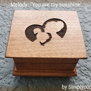 You Are My Sunshine - Mom and daughter gift - SUNSHINE Music Box, engraved music box with mom and daughter and sun image, Mother's day gift