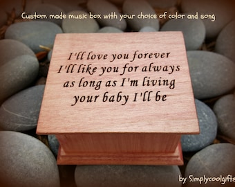 I'll love you forever - Mother of Bride -  Birthday Gift for mom, custom music box with I'll love you forever engraved on top, choose song