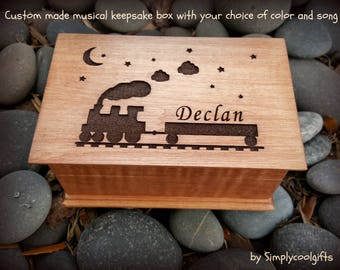 train, train gift, music box, jewelry box,train theme gift, custom keepsake box, musical jewelry box, birthday gift, personalized train gift