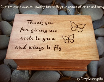 Mom, mother of groom, mother of bride, music box, custom made music box, thank you, personalized music box, keepsake, weddings, for mom