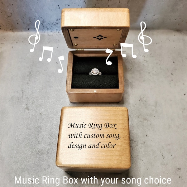 Music Ring Box - Custom Song Ring Box - Engagement Box playing your song choice in music box version