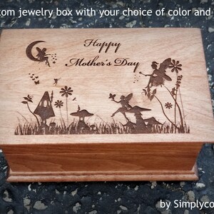 Mother&#39;s Day Gift - Gift For Mom - Custom Jewelry Box - Fairy Theme Gift - Wooden Jewelry box - Musical Jewelry Box