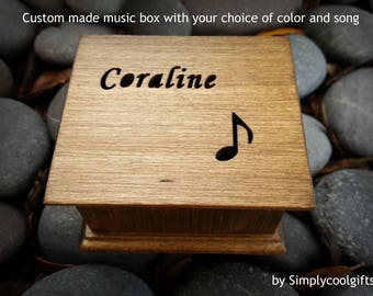 Music theme gift - Wooden Music Box - Engraved box with a musical note and name on top, birthday gift or Music Teacher gift, Simplycoolgifts