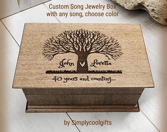 Anniversary Gift - Engraved Jewelry Box - Music box custom song - Electronic music box playing your song in music box version