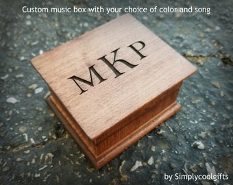 monogrammed, music box, wooden music box, custom made music box, customized music box, personalized music box, monogrammed music box