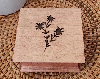 Edelweiss Music Box – Sedona Red Wooden Wind Up Box – Ready to Ship – Romantic Anniversary Gift – Wedding Keepsake for Wife or Couple