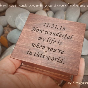 Your Song Music Box - Engraved Music Box -  Custom Music Box with How Wonderful My Life Is quote engraved on the top, Simply cool gifts