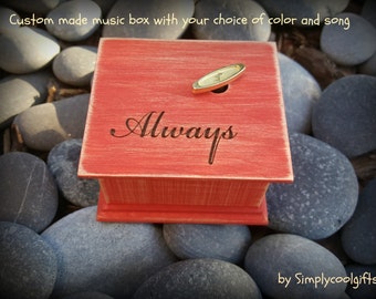 Always gift - Engraved Music Box - Wooden music box with Always engraved on top, choose your color and song, personalize it