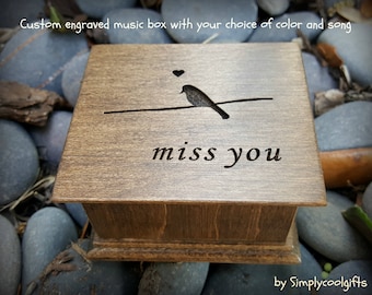 long distance relationship gift, music box, custom music box, miss you, personalized music box, musical box, long distance gift