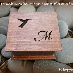Monogrammed music box - hummingbird box - personalized music box, music box shop, monogrammed, personalized gift,