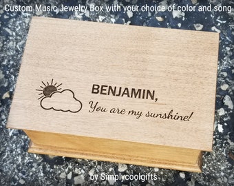 You are my Sunshine - My Sunshine jewelry box - Wooden Music Jewelry Box for your Sunshine, engraved jewelry box by Simplycoolgifts