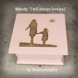 I Will Always Love You - Mom and daughter gift - Sunshine Music Box, engraved music box with mom and daughter sun image, SEALED SHUT BOX