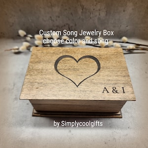 Customized Music Box - Music Box Songs - Engraved Music Box with your initials, anniversary gift idea, personalized Valentines day gift
