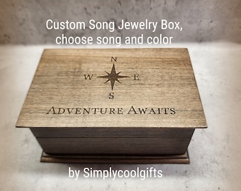 Adventure Awaits - Music Box Custom Song - Custom Music Box - Electronic music box playing your song in music box version, Simplycoolgifts