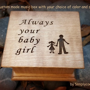 Music Box for Dad - music box custom engraved Father of the Bride gift, personalized gift for Dad, choose your color and song