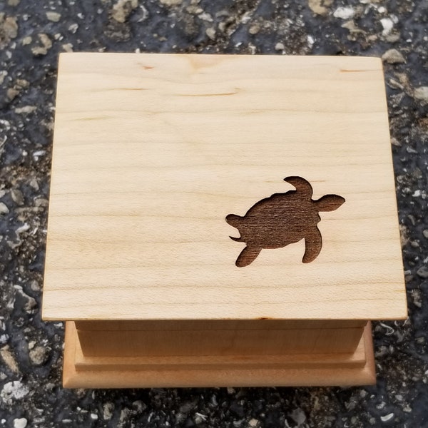 Turtle Box - Engraved Music Box - Turtle gift idea, wooden music box choose color and song, Beach vacation gift