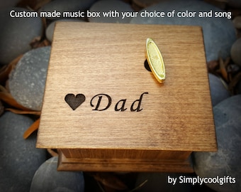 Best Gift for Dad - Dad Music Box - Engraved Music box with a heart and Dad engraved on top, choose your color and song, Butterfly Kisses