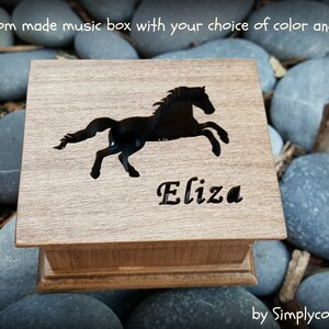Horse gifts - Custom Music Box - Personalized music box with horse image and name on top, music box shop, horse lover, horse whisperer gift