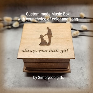 Always your little girl box - Music Box with Dad and Daughter dancing - choose color and song