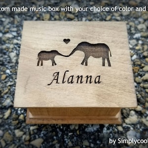 Personalized Baby Elephant Music Box: Engraved Wooden Keepsake