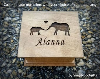 Baby elephant gift - Baby mine music box - Elephant music box with name added to top, Baby's First Christmas gift, Simplycoolgifts